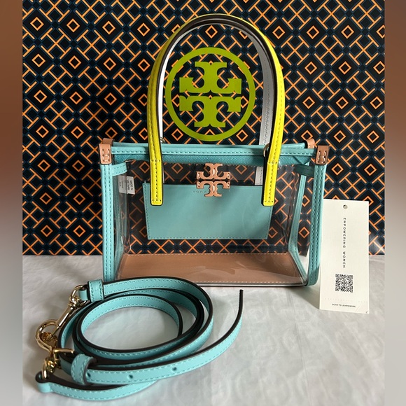 Tory Burch Handbags - Tory Burch Blake Clear Mini Tote Bag Clear Blue Green